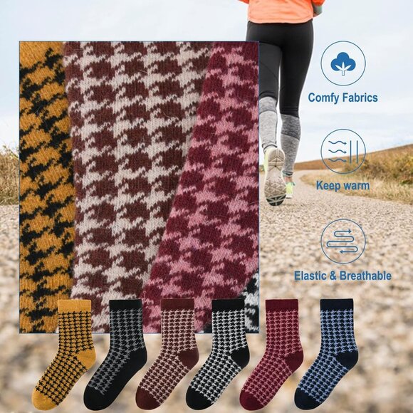 🆕 Women Black Winter Warm Thick Thermal  Ladies Novelty Cozy Crew Socks 6 Pairs - Picture 4 of 5
